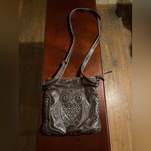 Brown Owl Embroidered Crossbody Bag